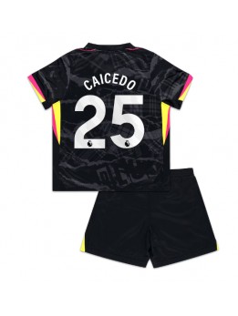 Chelsea Moises Caicedo #25 Ausweichtrikot für Kinder 2024-25 Kurzarm (+ Kurze Hosen)